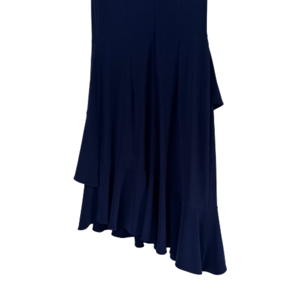Joseph Ribkoff Navy Asymmetrical Ruffle Tiered Cocktail Dress Size 4 - Picture 5 of 11